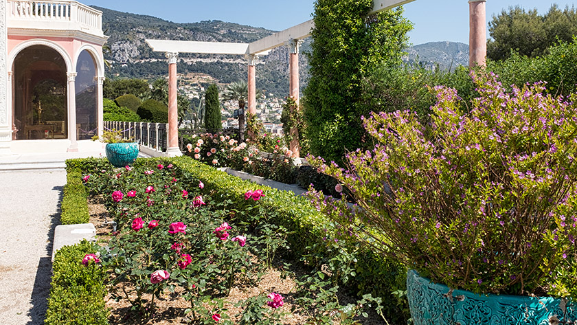 The columns are made of pink Verona marble