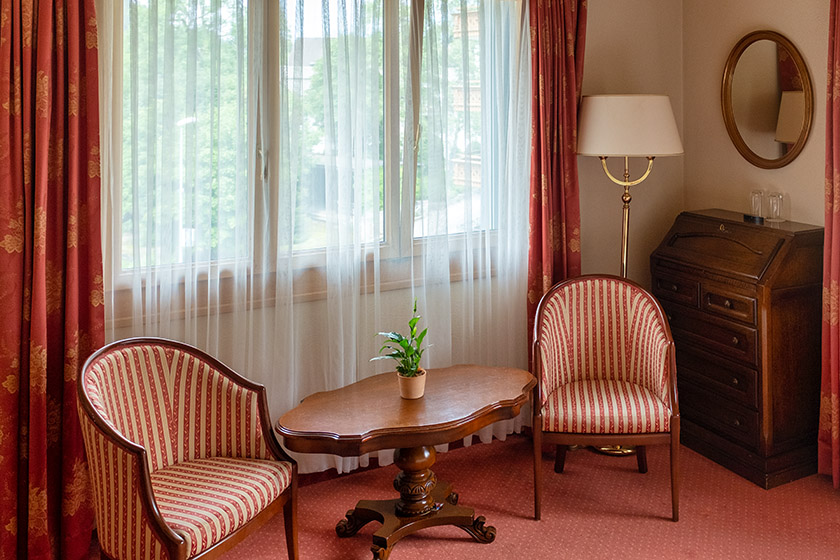 The sitting area in our hotel room