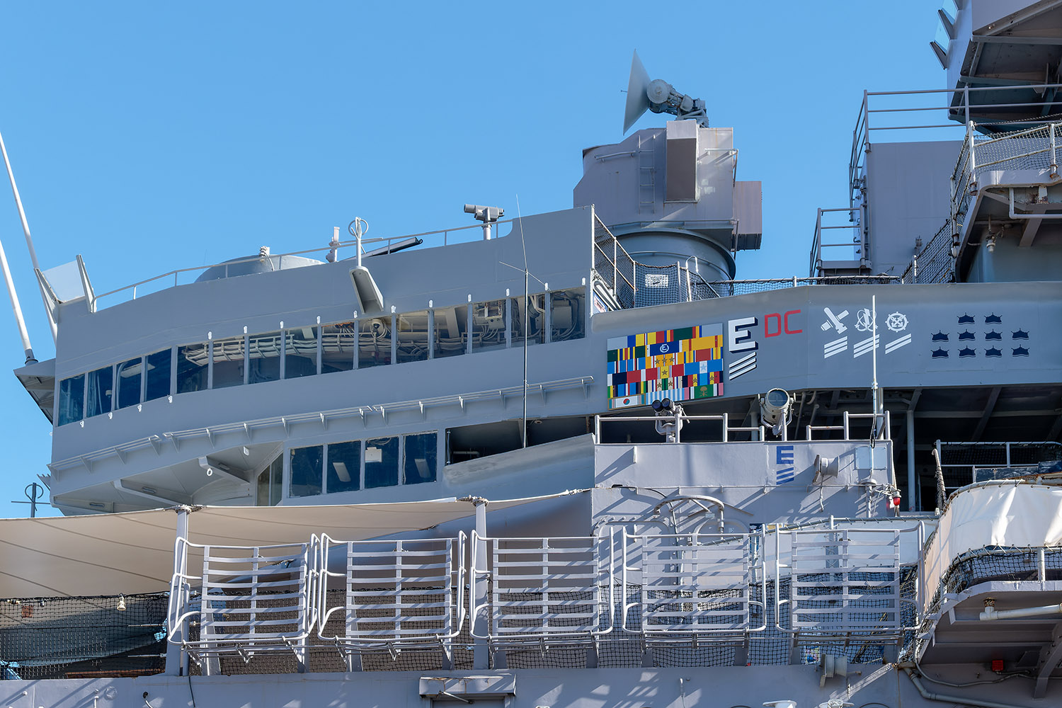 Looking up at the side of the U.S.S. Missouri