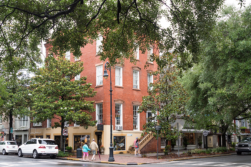 At the intersection of Liberty Street and Bull Street