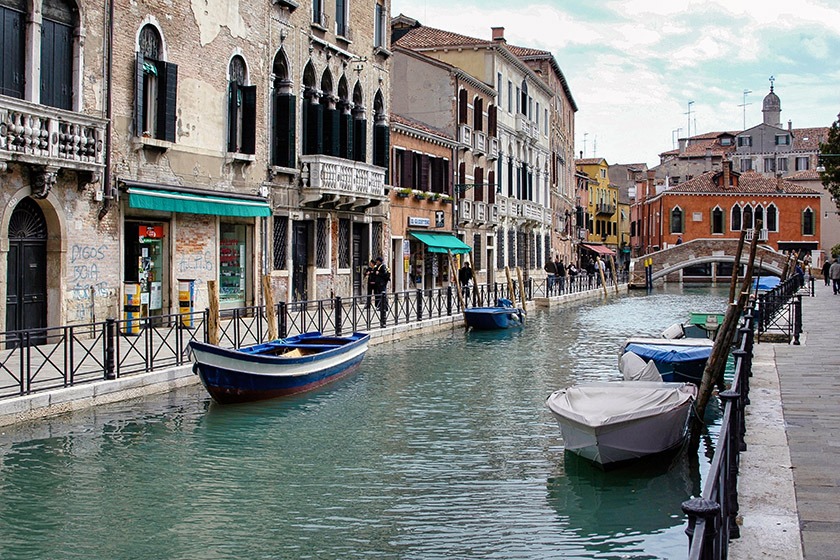 Strolling along one of the smaller canals