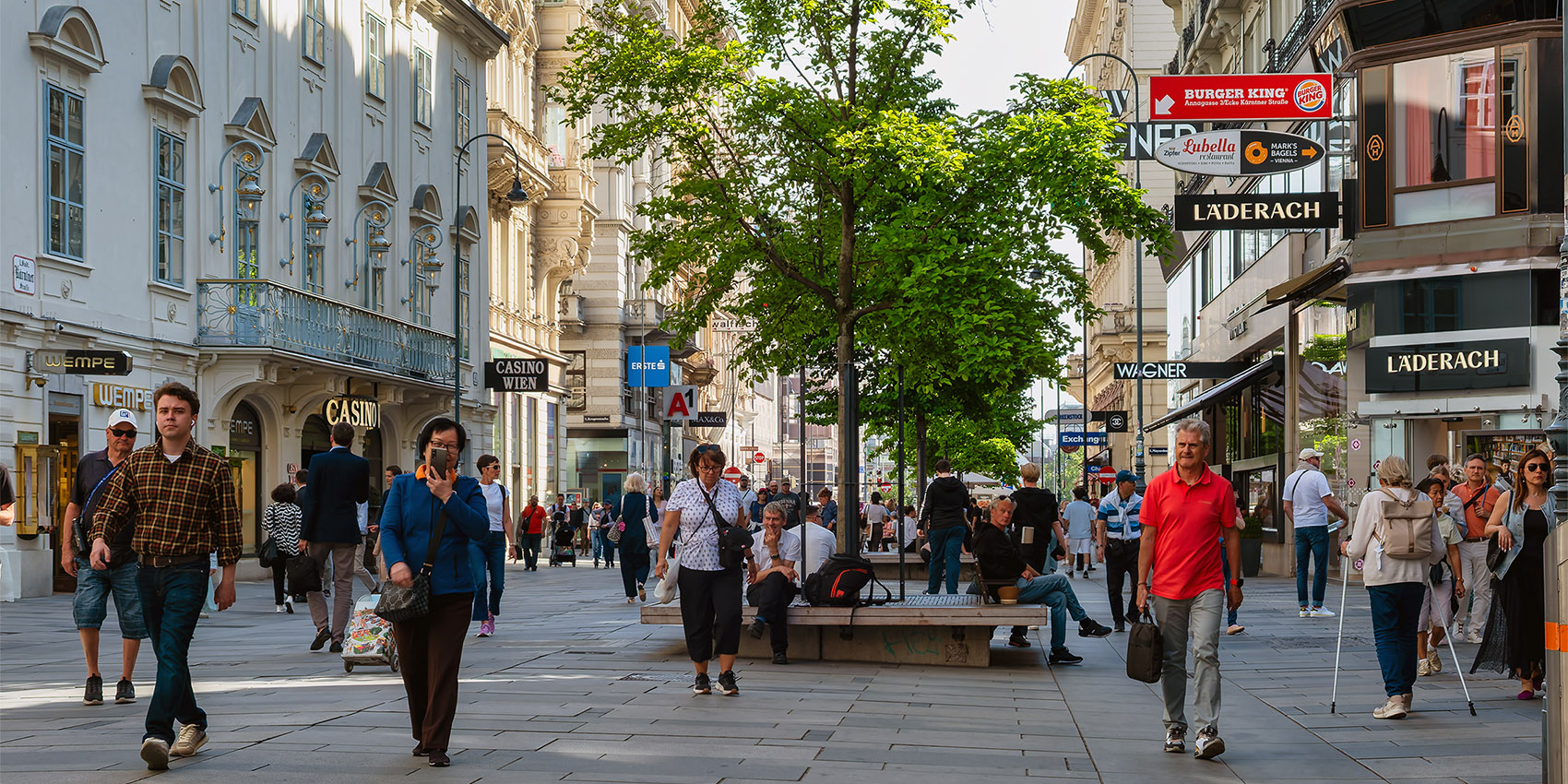 The popular K&auml;rtner Stra&szlig;e shopping street in the heart of Vienna